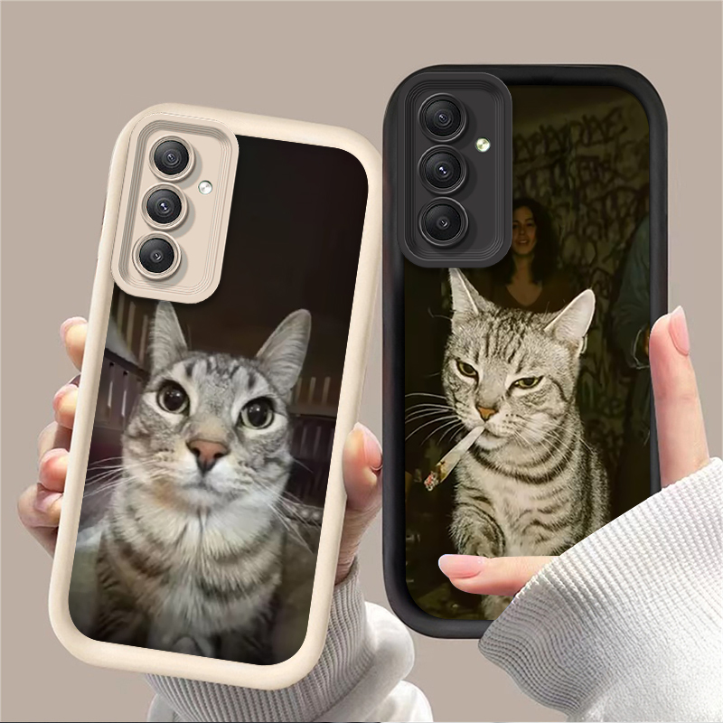 Phone Cases A14 Samsung - Trendy Cat Smoking Phone Case for