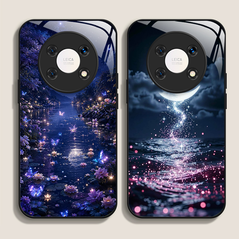 Phone Cases Aesthetic - Aesthetics Night Moon Scenery Pattern Tempered