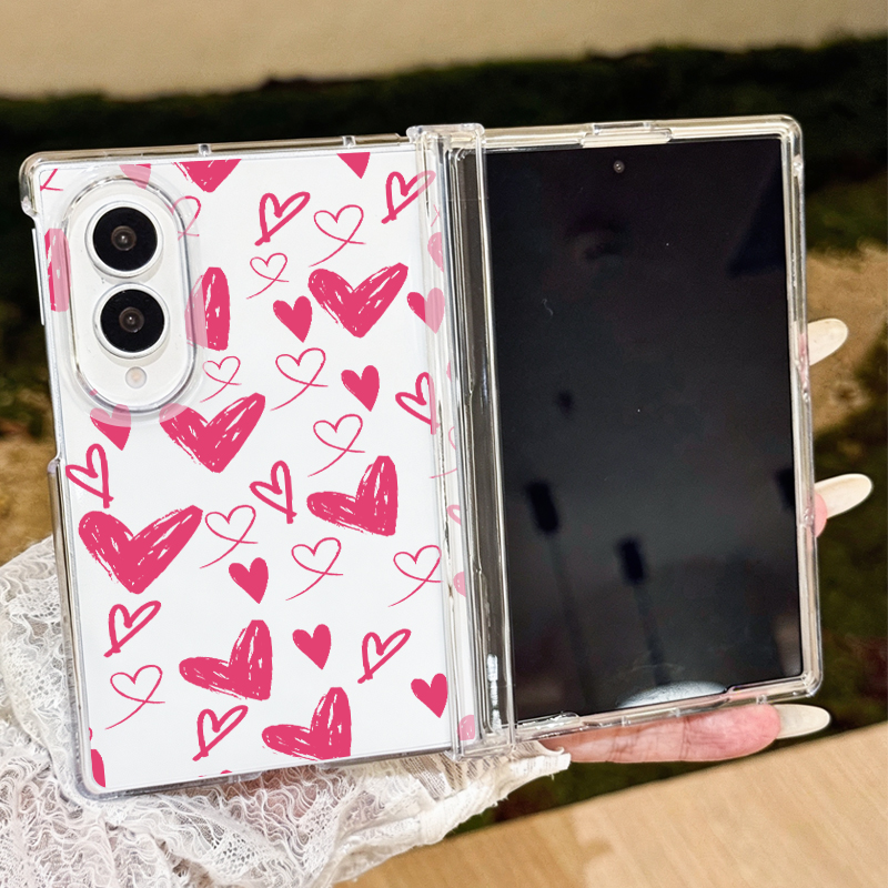 Phone Cases Z Fold 6 - Cute Hearts Pattern Phone Case For