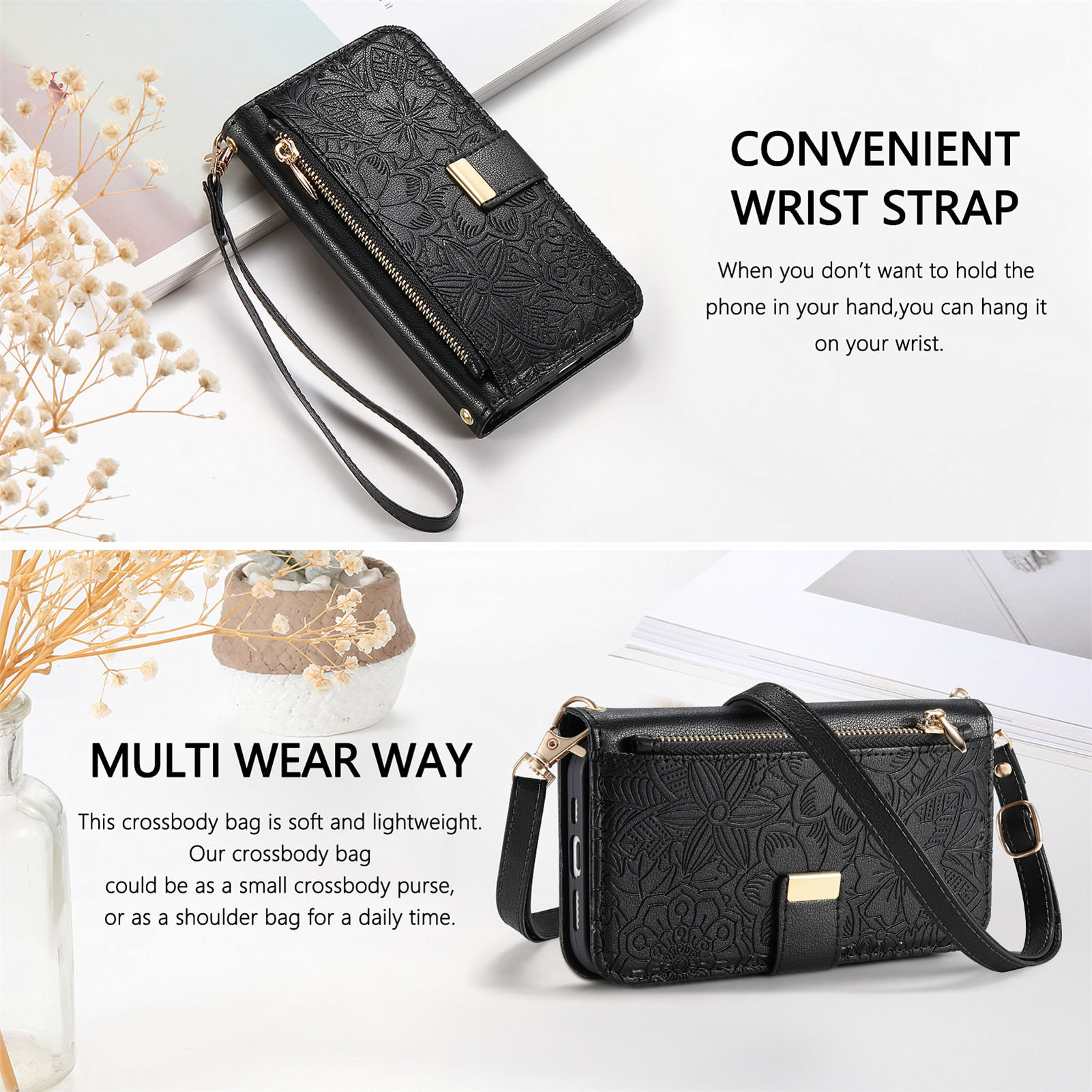 Leather Zipper Crossbody Flip  - Phone Cases With Wallet ulasan dan harga