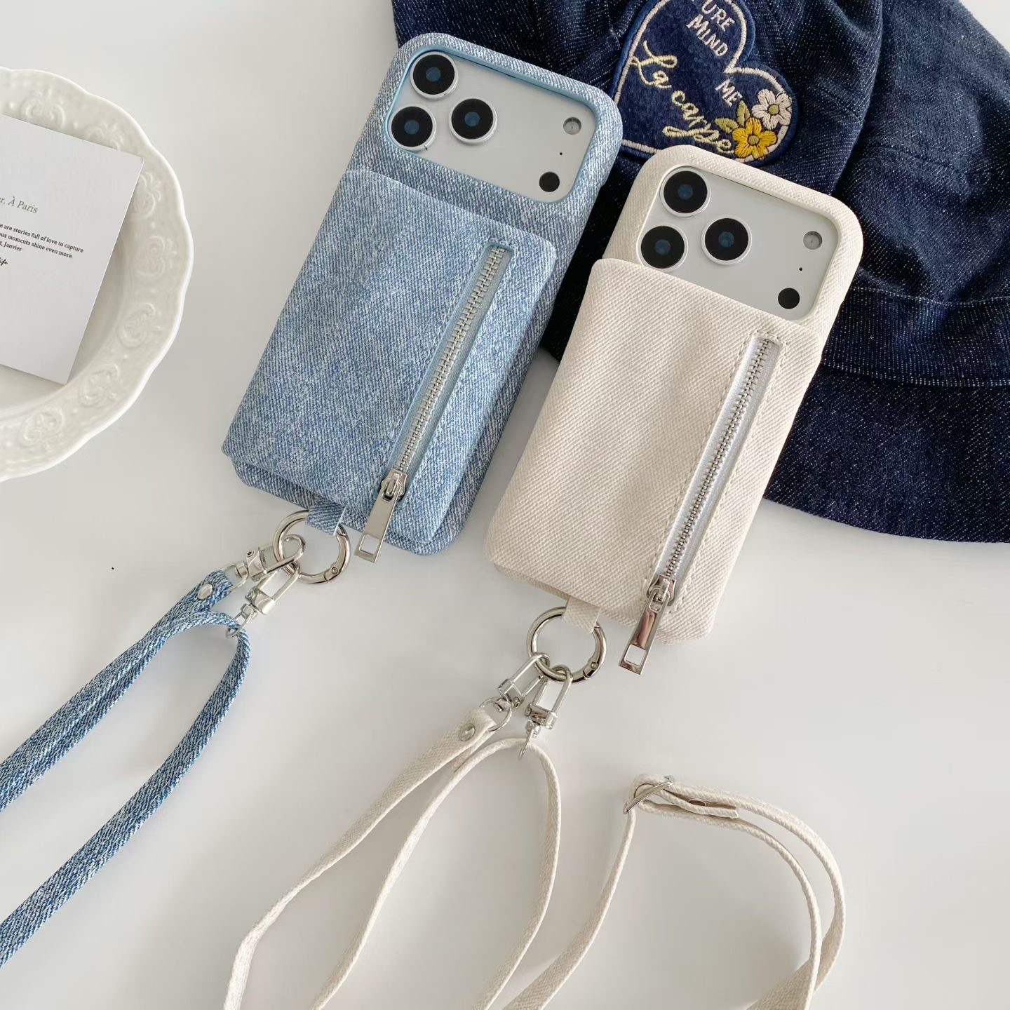 Jeans zipper money wallet card - Phone Cases With Wallet ulasan dan harga