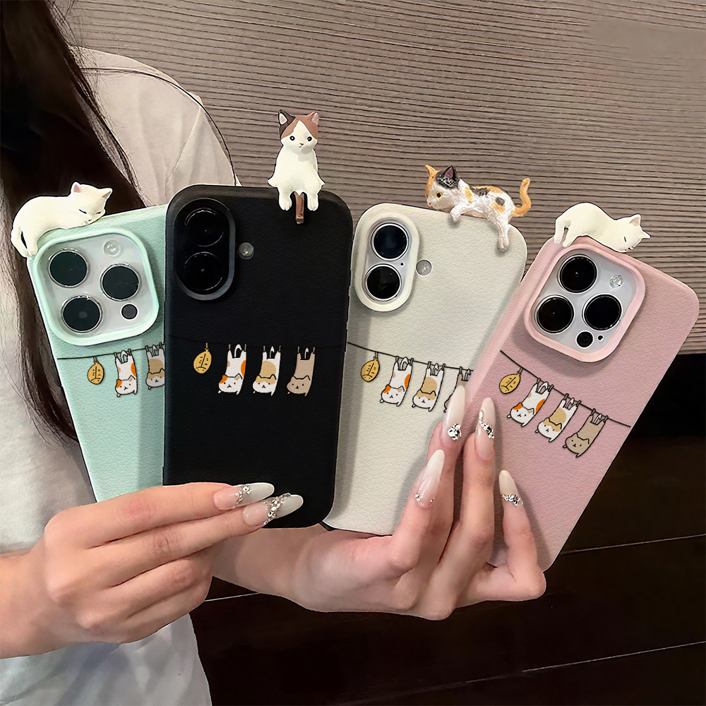 3D Cute Cartoon Cat Leather Ca - Phone Cases Cute Iphone 13 ulasan dan harga