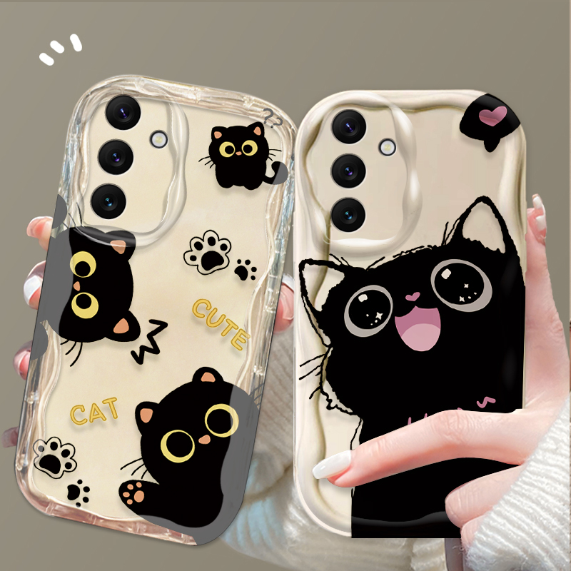 Cute Big Eyes Black Cat Case f - Phone Cases A14 Samsung ulasan dan harga