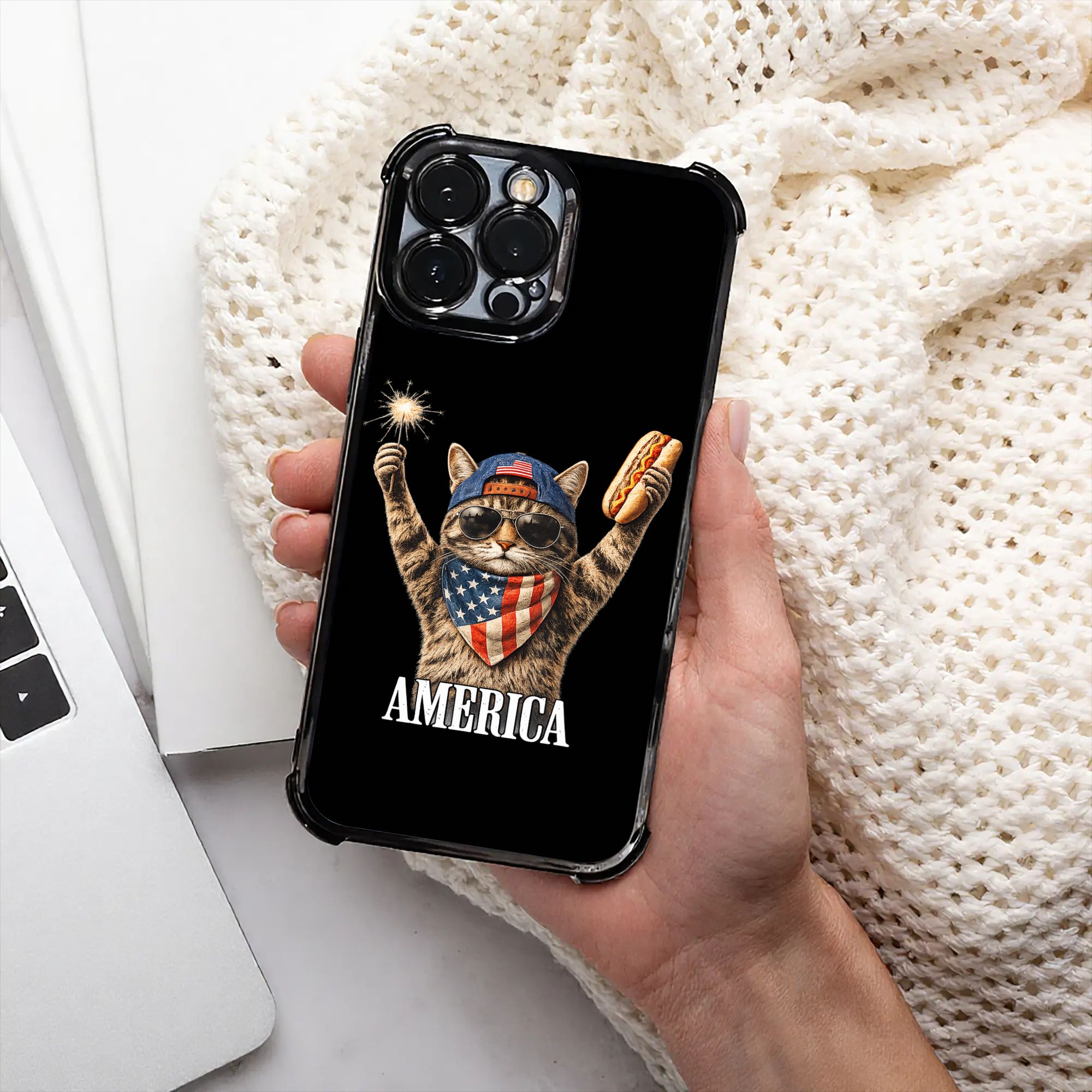 Cute America Cat Firework USA  - Phone Cases Usa ulasan dan harga