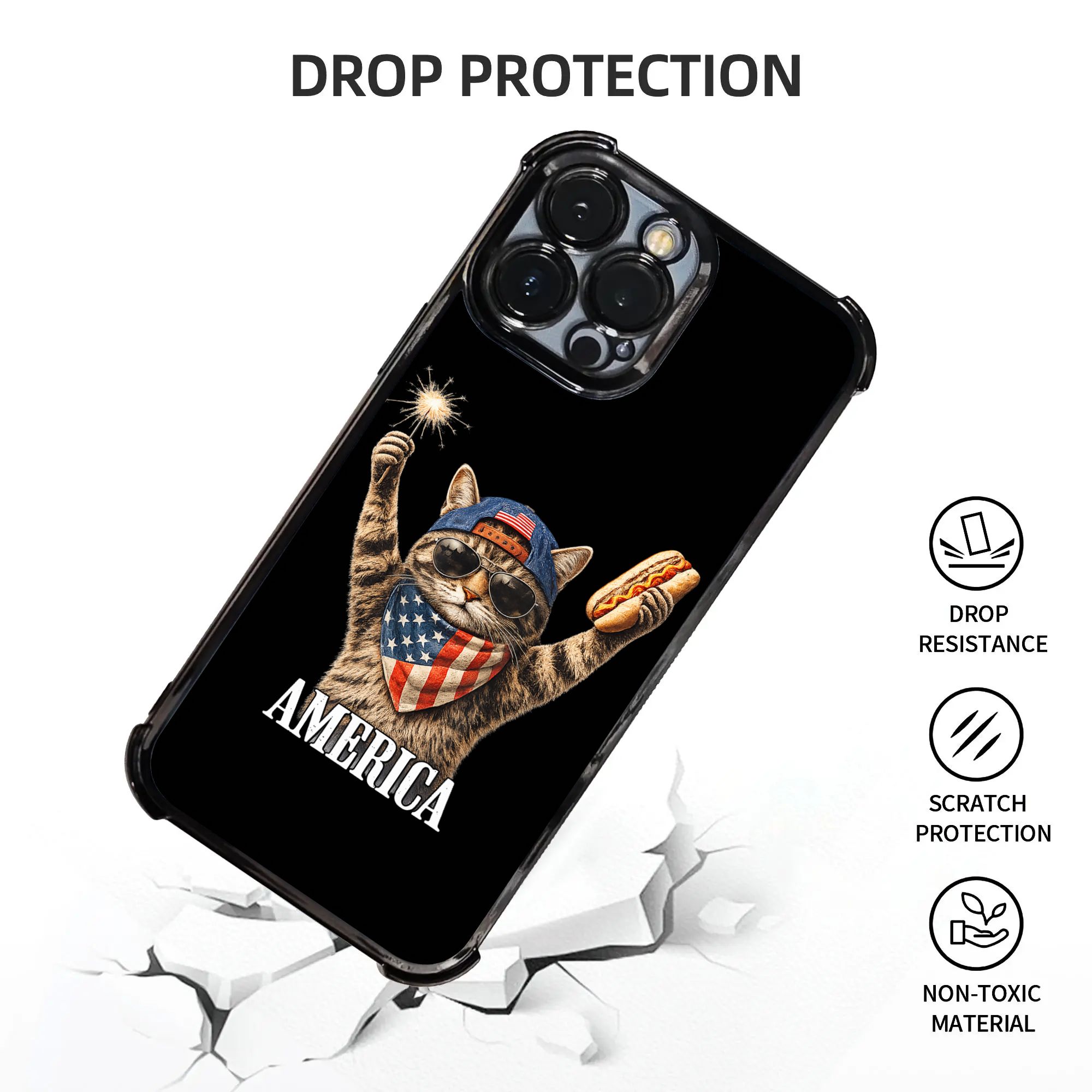 Cute America Cat Firework USA  - Phone Cases Usa ulasan dan harga